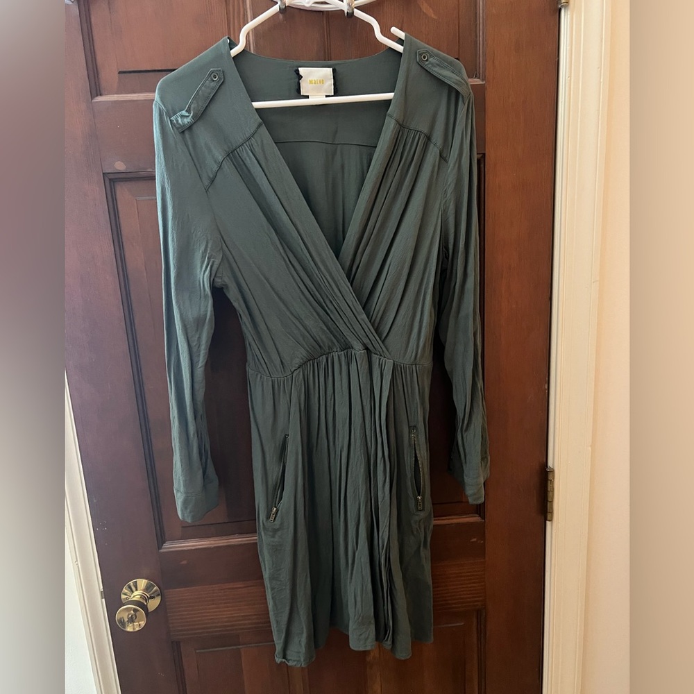 Maeve Green Long Sleeve Wrap Dress